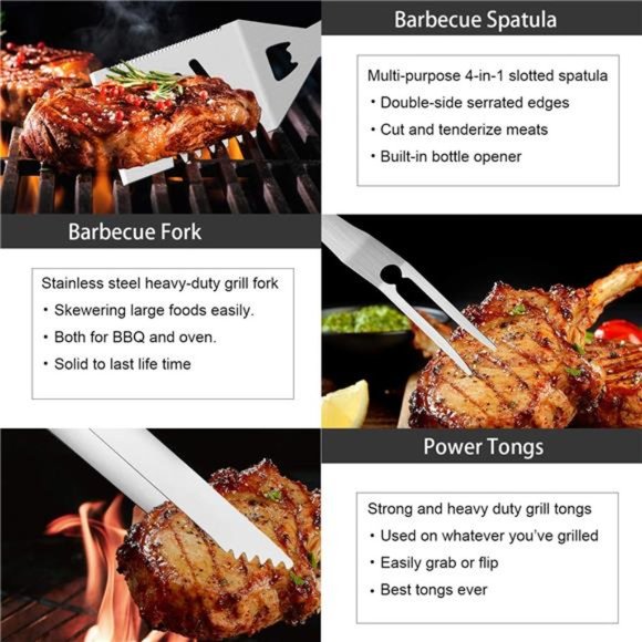 30pcs BBQ Grill ToolSet for Men Dad,Heavy Duty Stainless Steel Grill Utensil Set - Picture 4 of 6